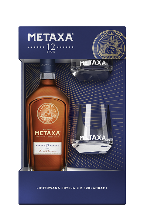 Brandy Metaxa 12* + 2 szklanki 0.75L