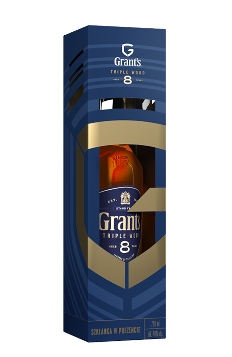 Whisky Grant's Triple Wood 8 YO + szklanka 0.7L