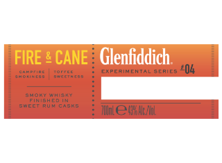 Etykieta z butelki whisky Glenfiddich Fire & Cane