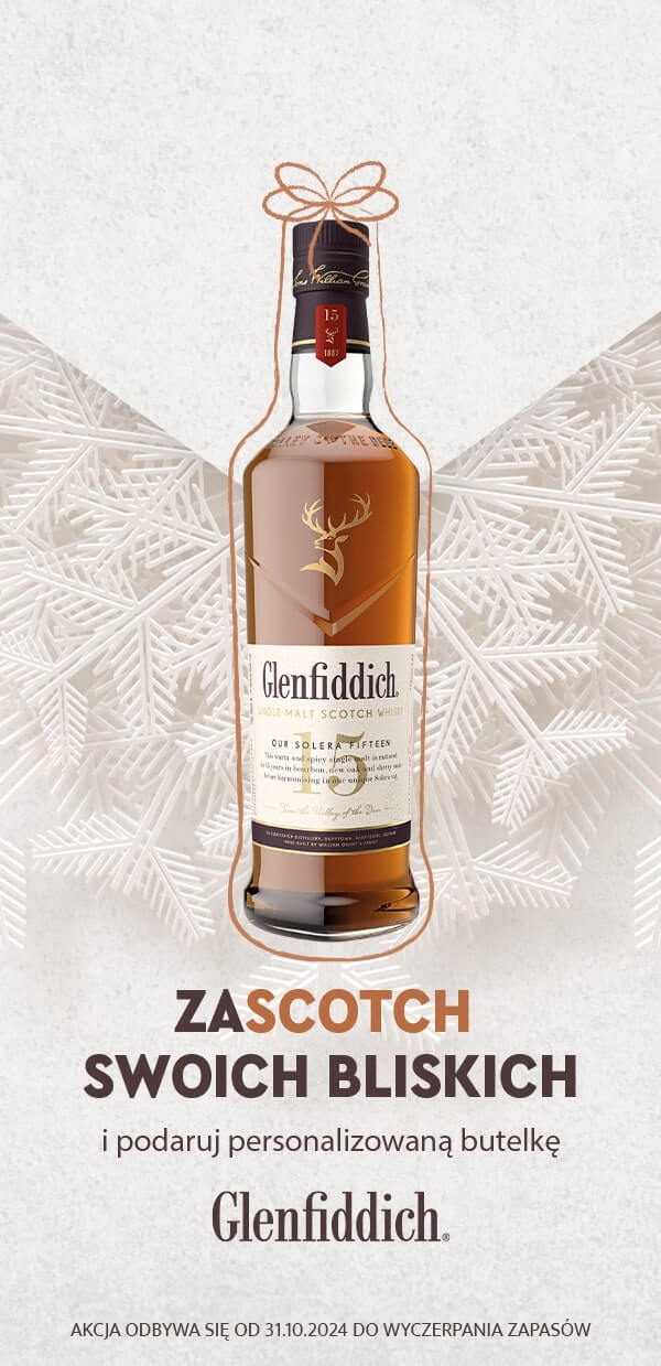 Glenfiddich. Zascotch swoich bliskich i podaruj personalizowaną butelkę Glenfiddich. Akcja odbywa się od 31.10.2024 do wyczerpania zapasów.